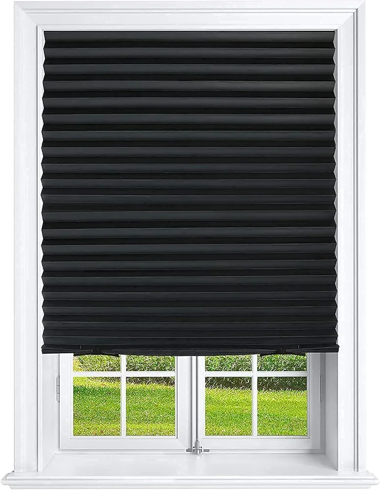 Pleated Window Paper Shades Room Darkening Blinds Black 36" x 69" (Pack of 6 Temporary Shades)