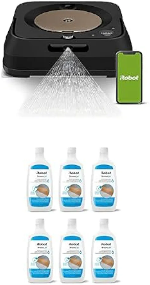 Bundle of iRobot Braava Jet m6 (6012) Ultimate Robot Mop- Wi-Fi Connected + iRobot Authentic Replacement Parts - 6-Pack Hard Floor Cleaner Concentrate Solution