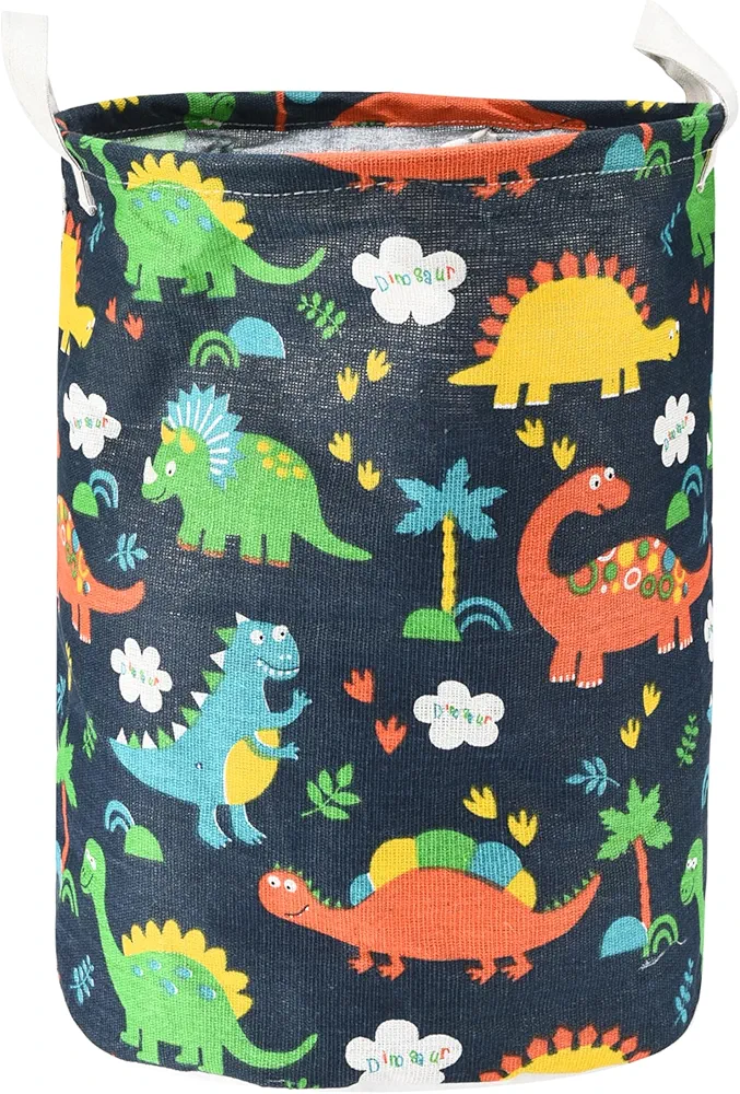 Baby Laundry Basket - Portable and Stylish Storage Solution with Handles - Kids Hamper Ideal for Laundry, Toys, and Pet Products - Space-Saving Design with Dinosaur Print - 11.8"Lx15.7"H