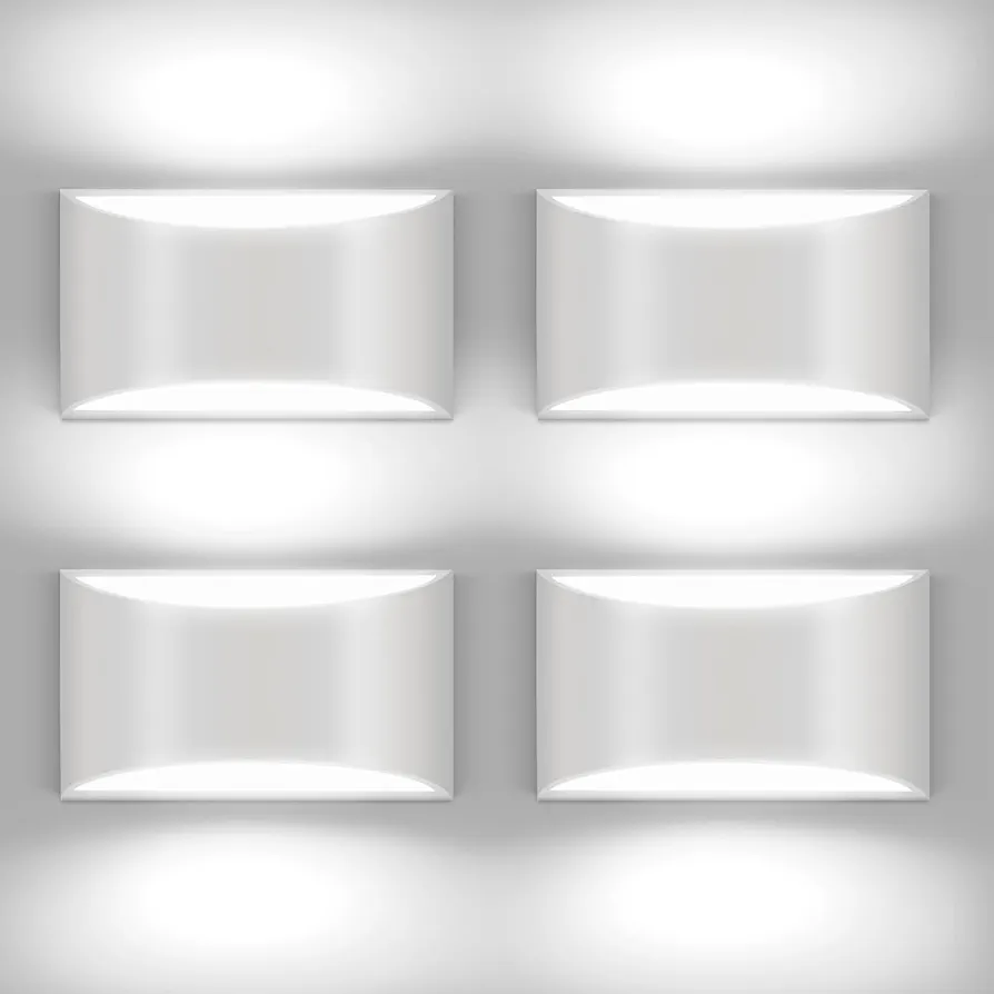 4 Pack White LED Wall Sconce Indoor Hardwired Wall Light for Bedroom, Living Room, Hallway Wall Lamps Cool White 6000K(with G9 Bulbs)