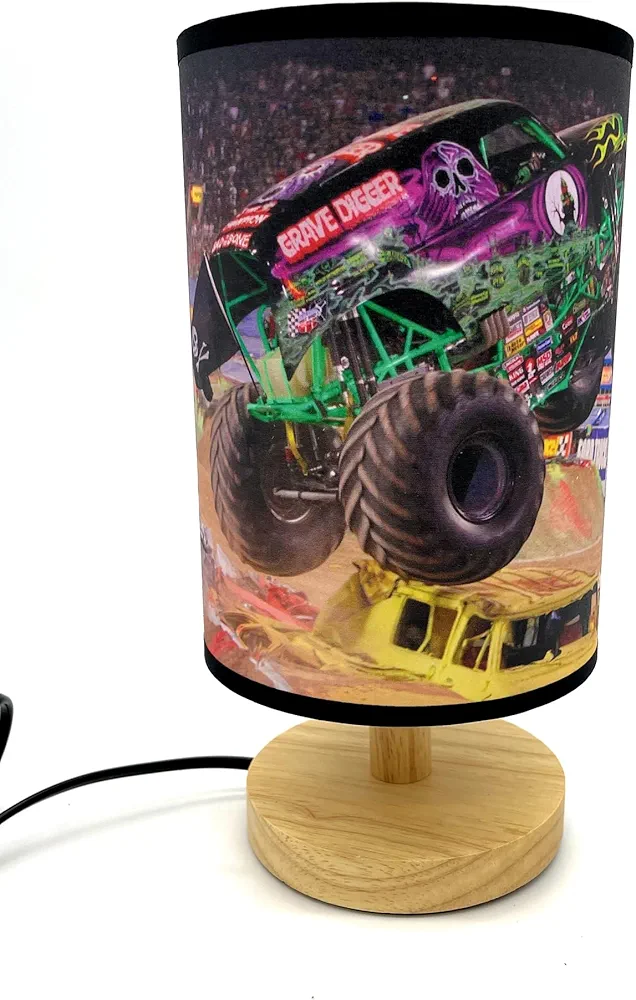 Big Truck Table Lamp Bedside Light Night Light Wood Base Room Decoration or Great for Gifts