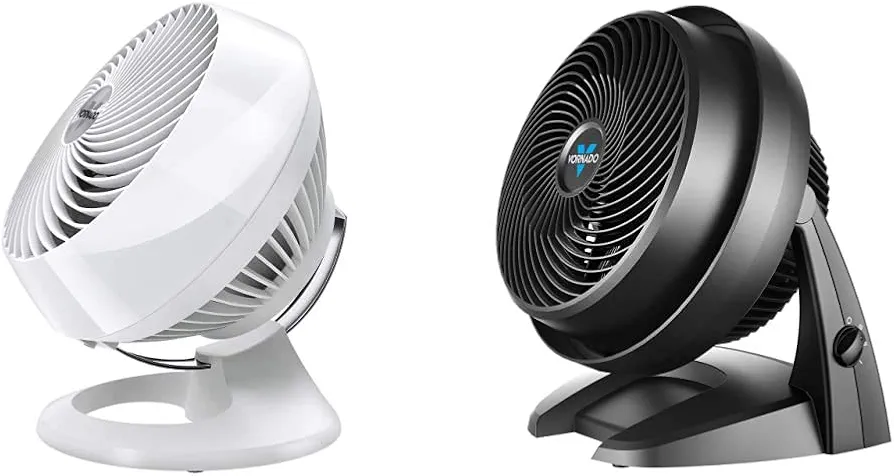 Vornado 660 Large Whole Room Air Circulator Fan with 4 Speeds and 90-Degree Tilt, 660-Large, White & 630 Mid-Size Whole Room Air Circulator Fan