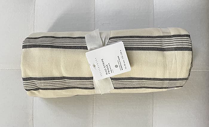 Pottery Barn Riad Fringed Stripe Cotton Tablecloth