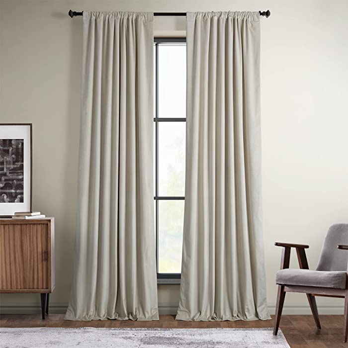 HPD Half Price Drapes VPYC Heritage Plush Velvet Curtain (1 Panel), 50 X 108, Light Beige