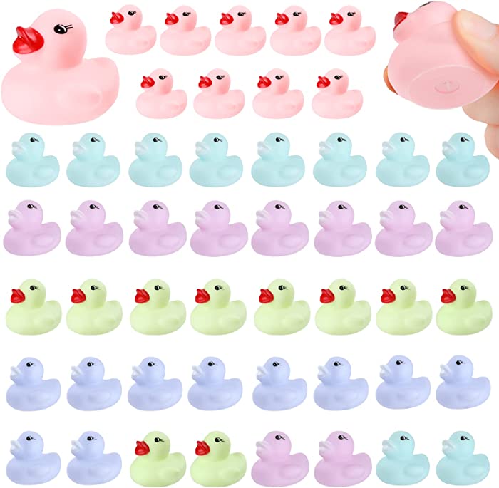 Ensbelei 50Pcs Macaron Color Mini Rubber Ducky Float Duck Baby Bath Toy, Shower Birthday Party Favors Gift (5 Color)