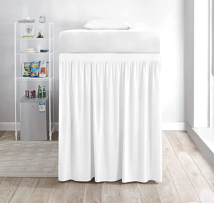 College Dorm Bed Skirt-Extra Long Dorm Room Bed Skirt-Dorm Room Bed Skirt Twin-Xl - 36" Drop College Dorm Bed Skirts 100% Microfiber Bed Skirt Perfect For College Loft Bends (White)