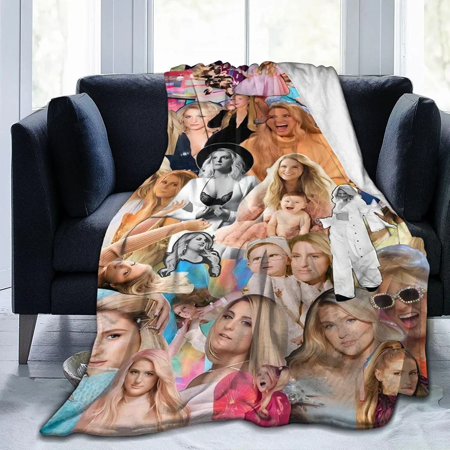 Meghan Music Trainor Blanket Ultra-Soft Cozy Warm Breathable Flannel Fleece Throw Blanket for Sofa Bedding Living Room Dormitory Camping All Season 50""x40"", Black