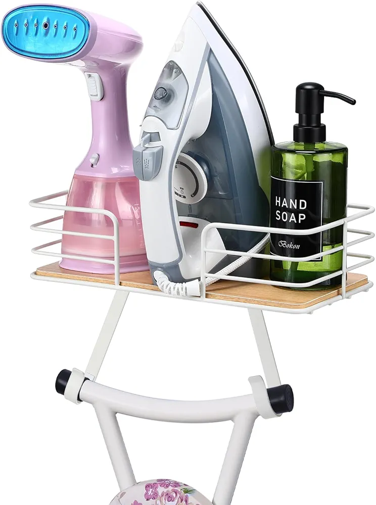 Ironing Board Holder Wall Mount Laundry Room Hanging Iron and Ironing Board Hanger Storage Laundry Room Decor and Organization Fit Most Ironing Boards leg's(Included T&V Shaped)-White