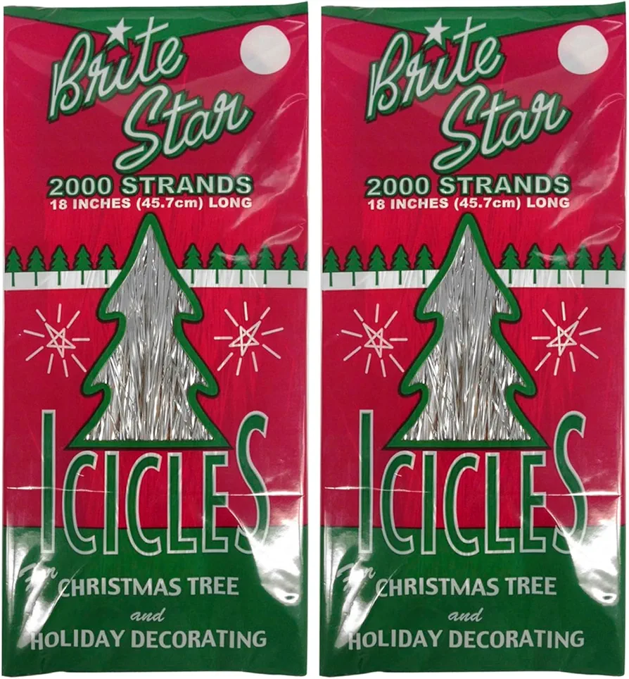 Brite Star 2000 Strands 18 inch Icicles, Silver (Set of 2)