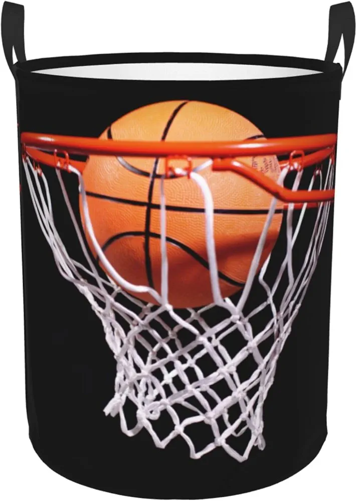 Laundry Basket Basketball in Hoop Oxford Cloth Collapsible Laundry Hamper Storage Basket with Handle for Kitchen Bedroom Living room