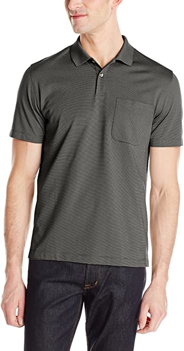 Van Heusen Men's Air Short Sleeve Performance Feeder Stripe Polo Shirt