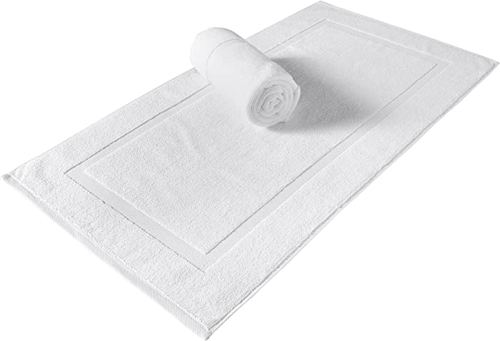 SALBAKOS Turkish Cotton Hotel & Spa Bath Mat Set, 900 GSM, 20 by 34 Inch, Pack of 2, White