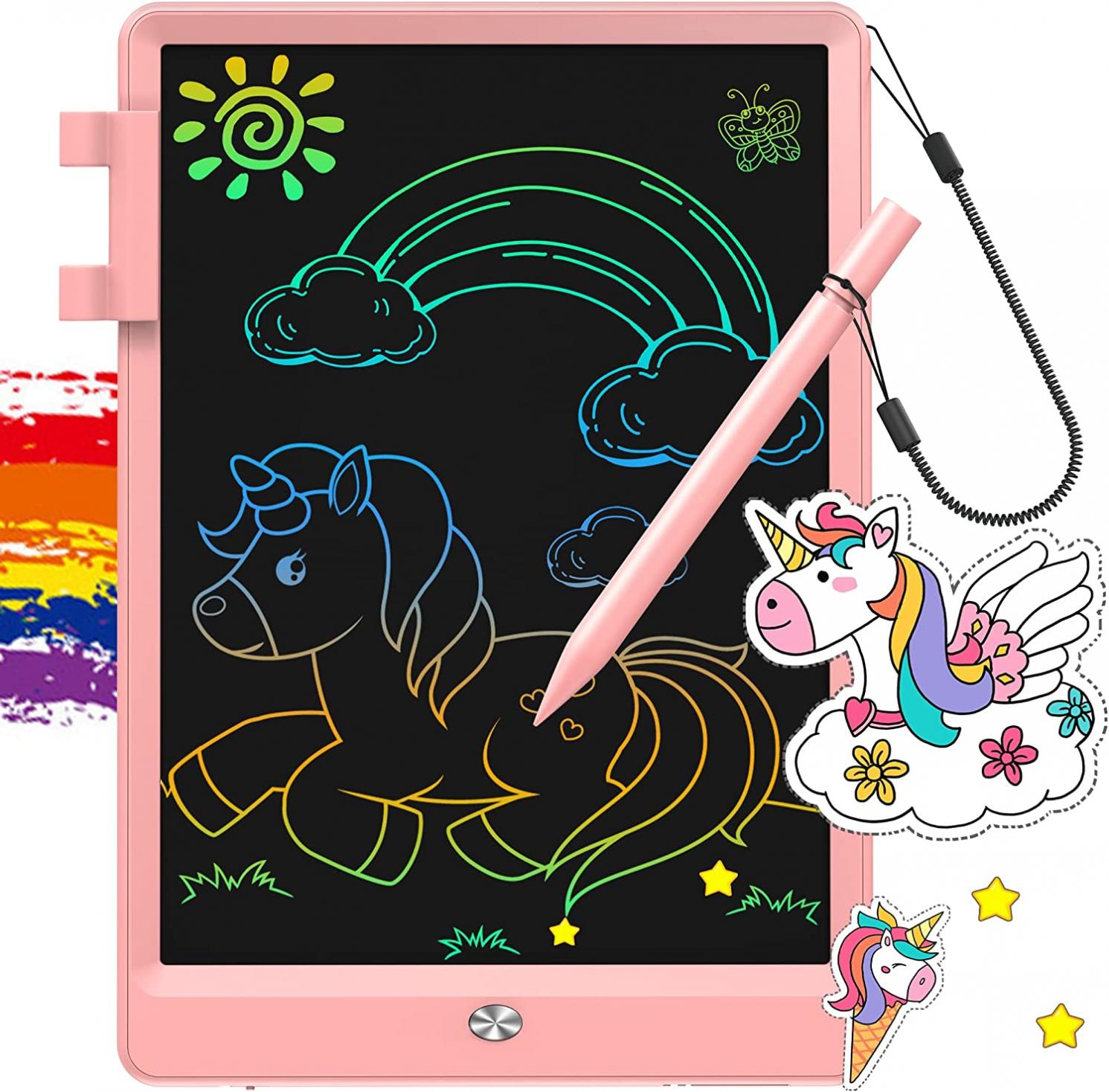 FLUESTON Toys for Girls Boys LCD Kids Writing Tablet 10 Inch Drawing Pad, Colorful Screen Doodle Learning Board for Preschool Kids, Travel Gifts Girl Boy Toys for Age 3 4 5 5+ 6-8 8-10 Toddler