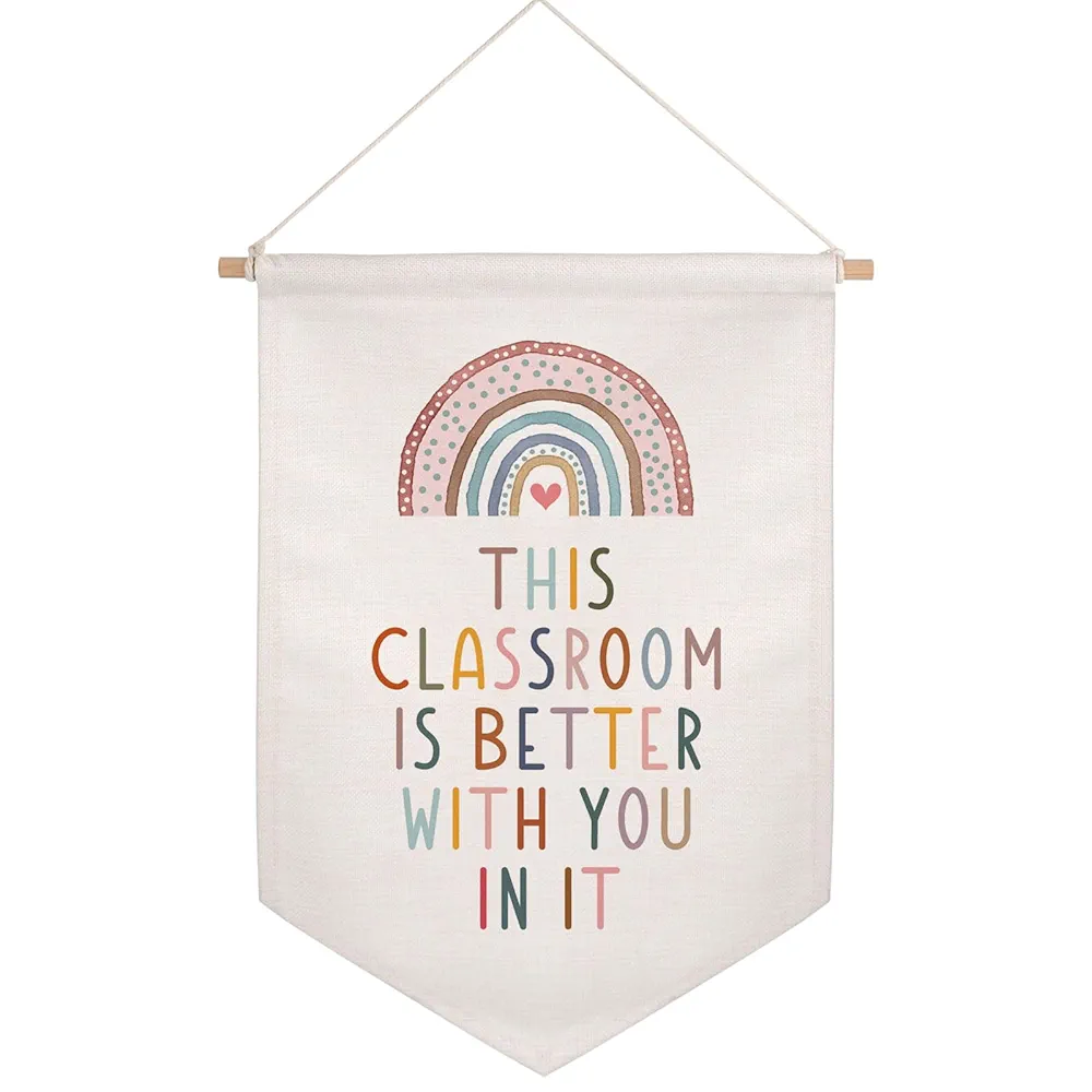 This Classroom Is Better With You In It, Boho Classroom Decor, Classroom Wall Banner, Classroom Door Signs, Elementary School Classroom Hanging Art, Rainbow Decor, Child Art, Teacher Gift