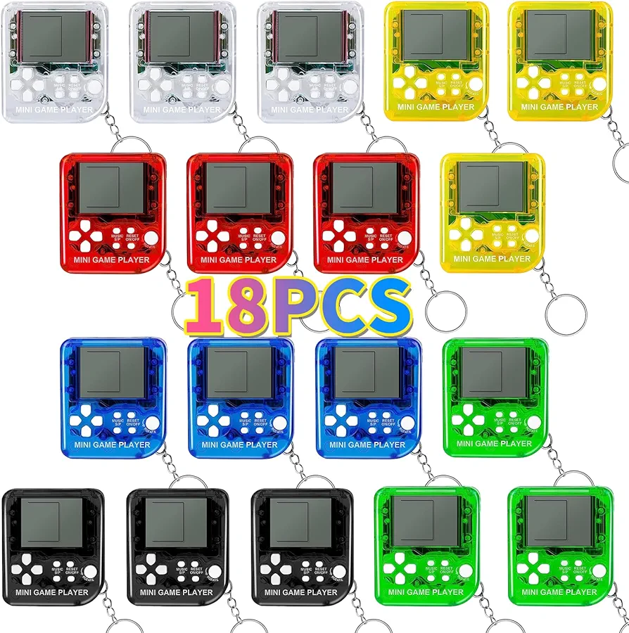 18PCS Video Game Party Favors Video Game Keychain 6 Colors Gamer Kids Party Favors Bulk Party Favors Party Supplies for Kids Classroom Prizes