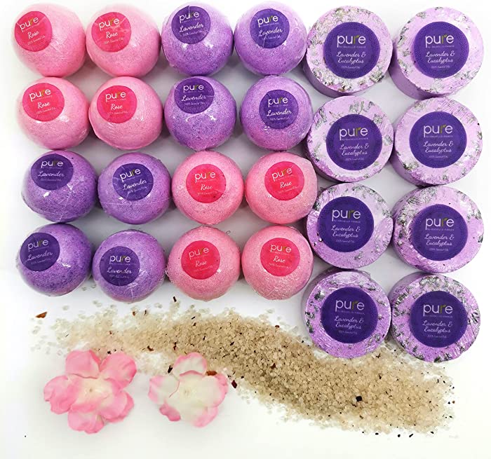 Mother's Day Gift Set - Aromatherapy Bath Bombs & Shower Steamers Relaxation Set. Natural Moisturizing Bath Bombs with Essential Oils. Includes Cleansing & Detoxing Bath Salts. Unique Party Favors!