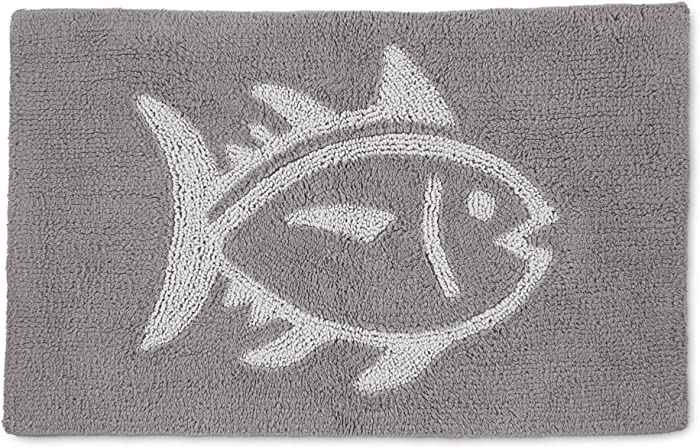 Southern Tide 7132578 Skipjack Cotton Reversible Absorbent 20-inch x 32-inch Bathroom Bath Rug, Gray