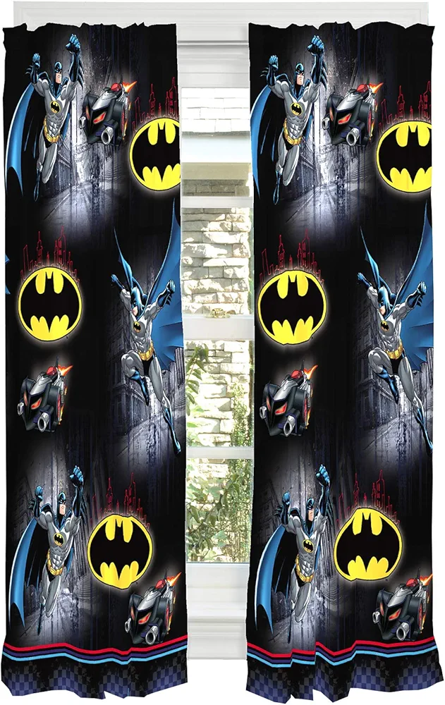 Franco Kids Room Window Curtain Panels Drapes Set, 82 in x 63 in, Batman