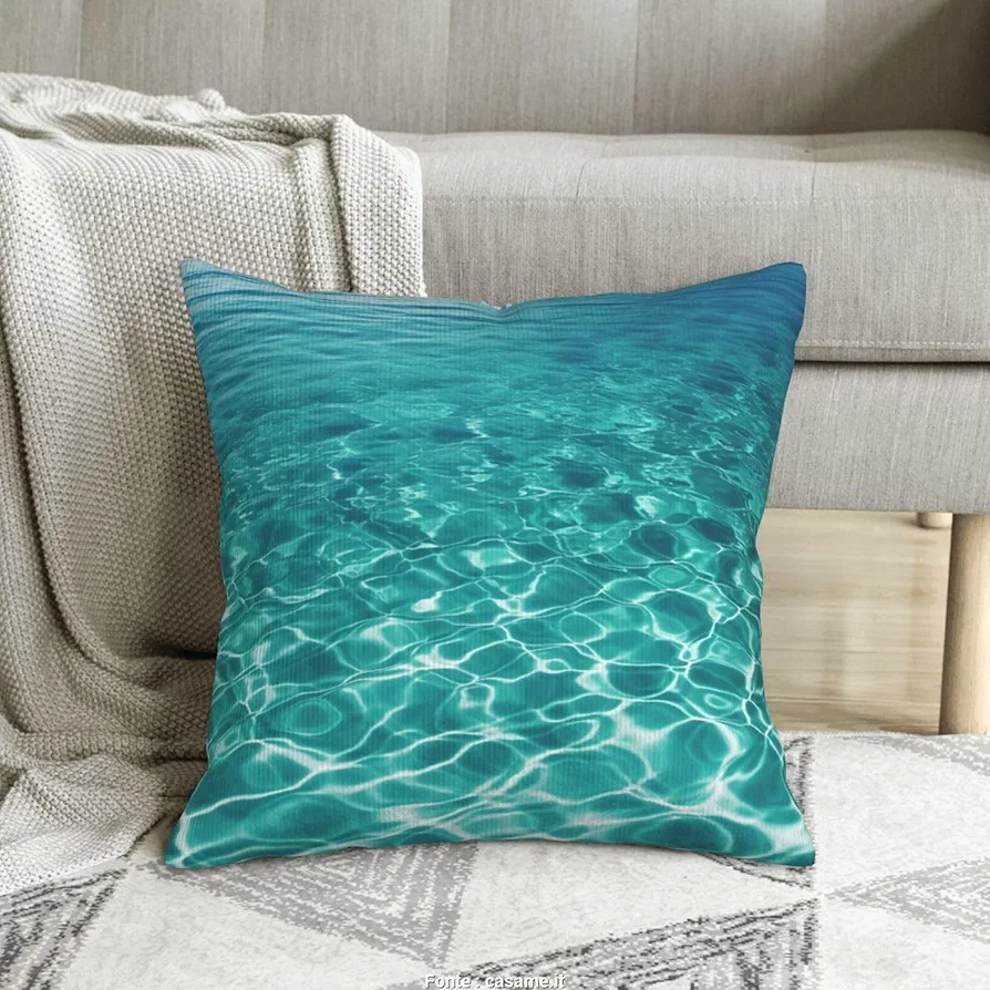 Blue Aqua Pool Water Print Decorative Throw Pillow Covers Corduroy Cushion Covers Soft Throw Pillow Case Sofa Pillow Case Square Cushion Case for Living Room Bed Couch Car Home Decor 16"x16"