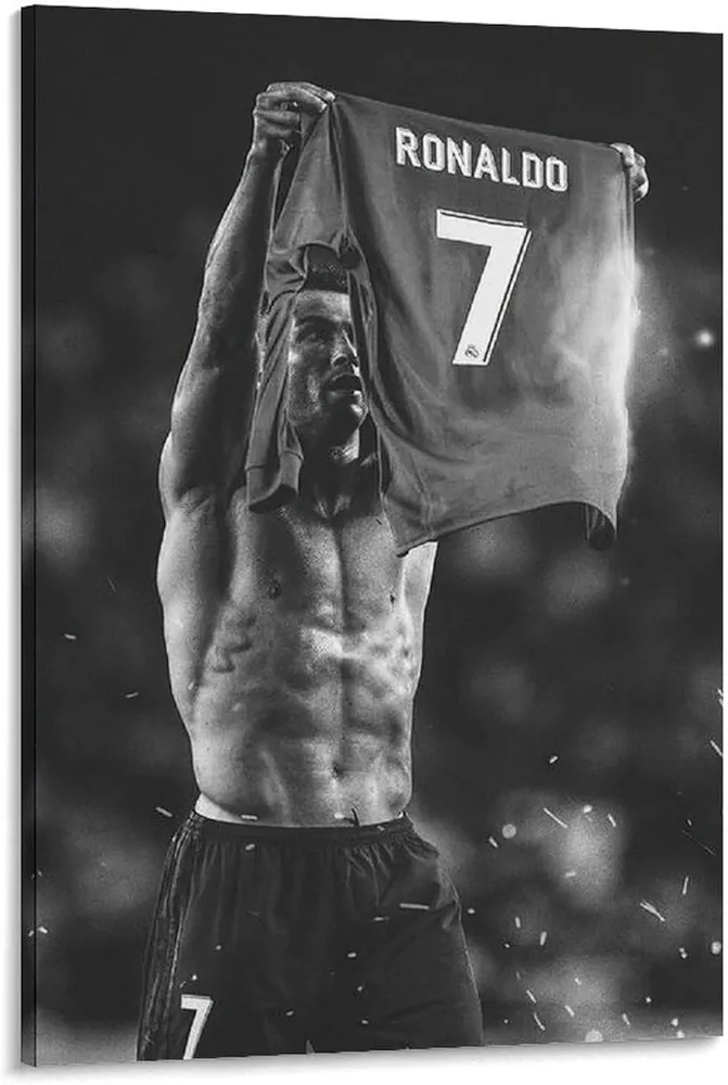 Posters for Men Cristiano Ronaldos Football Star Wall Art Posters Soccer Poster Canvas Wall Art Prints for Wall Decor Room Decor Bedroom Decor Gifts Posters 16x24inch(40x60cm) Frame-style