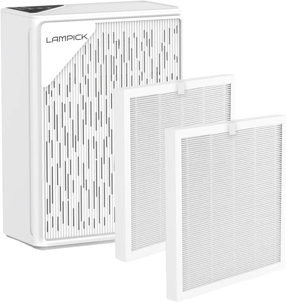 Air Purifiers for Home Large Room Up to 1736 sqft, LAMPICK Air Purifier for Home Pets with Night Light, PM2.5 Detector, True H13 HEPA Filter Carbon Filters Air Cleaners for Bedroom