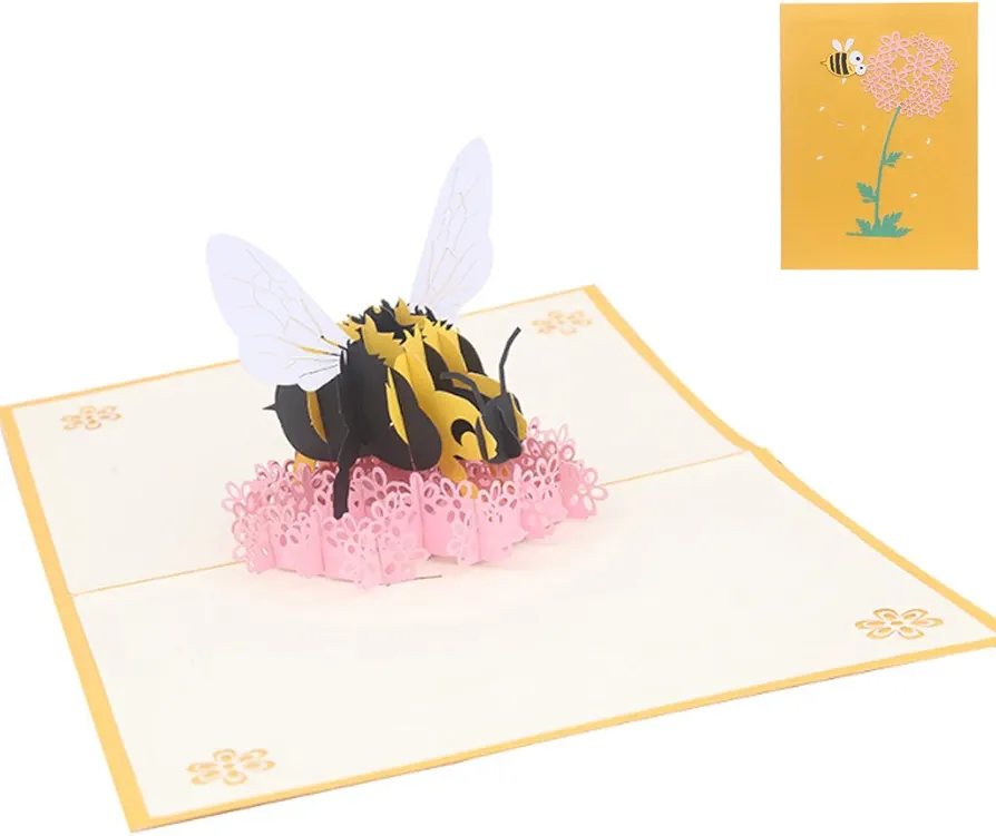 Bee Flower Greeting Cards Handmade Birthday Wedding Invitation 3D For Car Wall Ornaments For Living Room