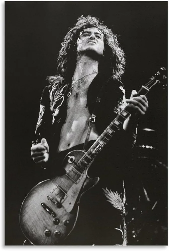 Wall Prints Jimmy Page Rock Singer Portrait Poster Surreal Poster Room Decor for Men Poster Decorative Painting Canvas Wall Art Living Room Posters Bedroom Painting 24x36inch(60x90cm)