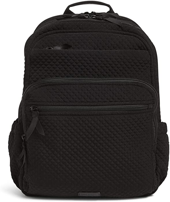 Vera Bradley womens Microfiber Xl Campus Backpack Bookbag, Classic Black, One Size US