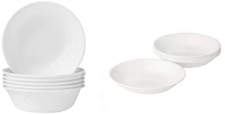 Corelle Soup/Cereal Bowls Set (18-Ounce, 6-Piece, Winter Frost White) & Winter Frost White 20-Ounce Bowl Set (6-Piece)