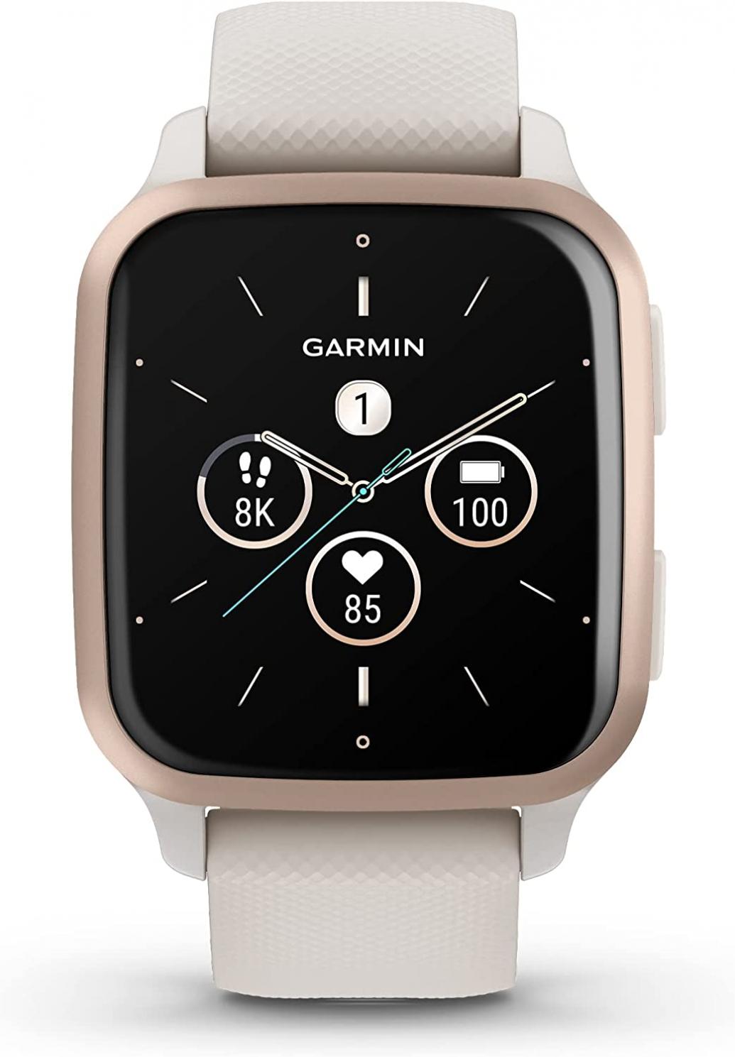 Garmin Venu® Sq 2 - Music Edition, GPS Smartwatch, All-Day Health Monitoring, Long-Lasting Battery Life, AMOLED Display, Peach Gold and Ivory