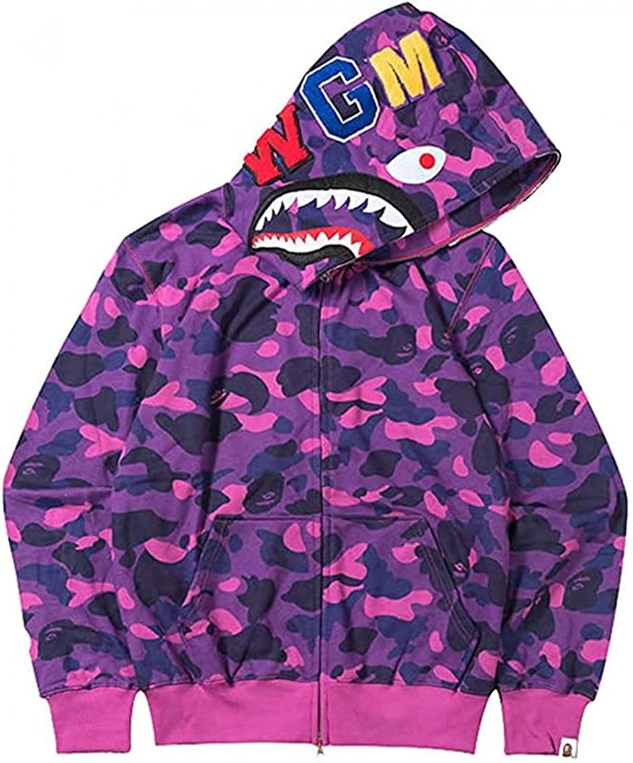 Baonmy Hoodie Fashion Camo Shark Jackets Ape Camo Jacket Boy Hoodies Girls Camo Hoodies