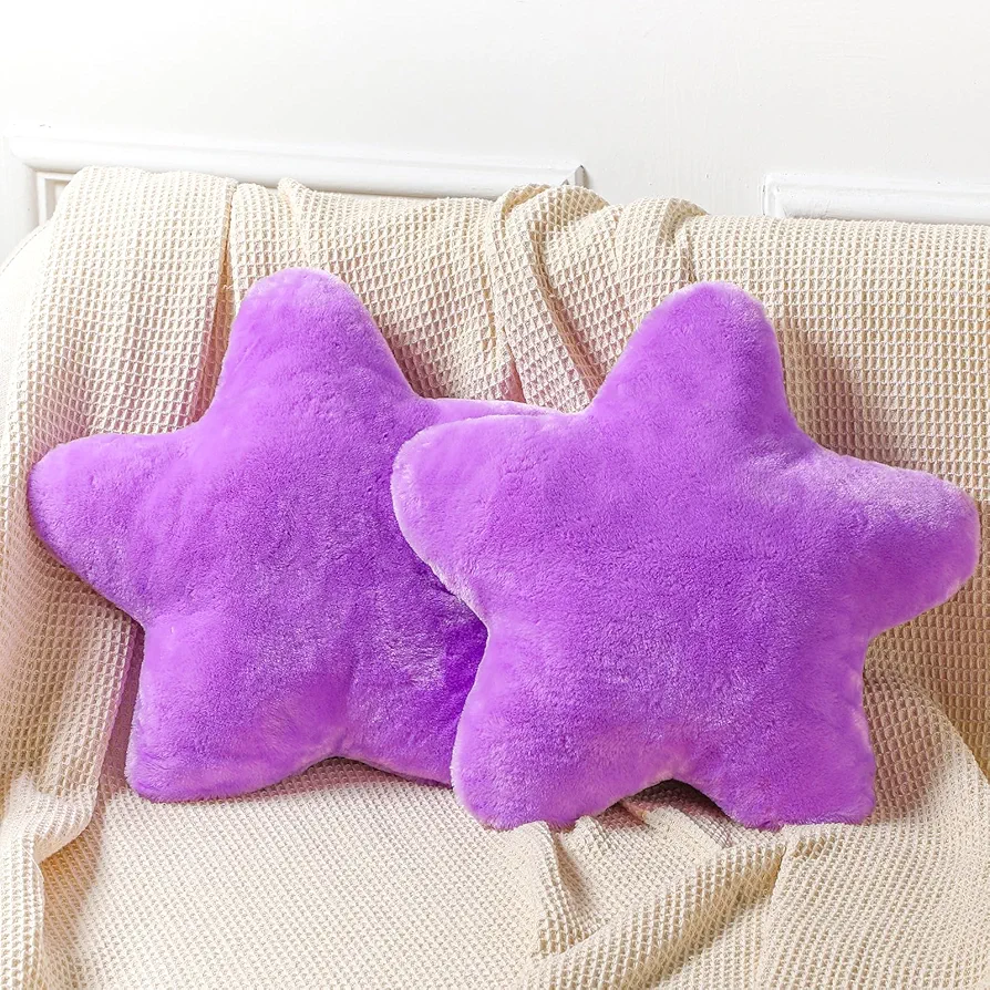 Sumind 2 Pcs 15.7 Inch Star Pillow Plush Star Throw Pillow Cute Pillows Aesthetic Star Throw Stuffed Cushion Decorative Toy Gift Room Decor for Boys Girls Bedroom Sofa Chair (Purple)