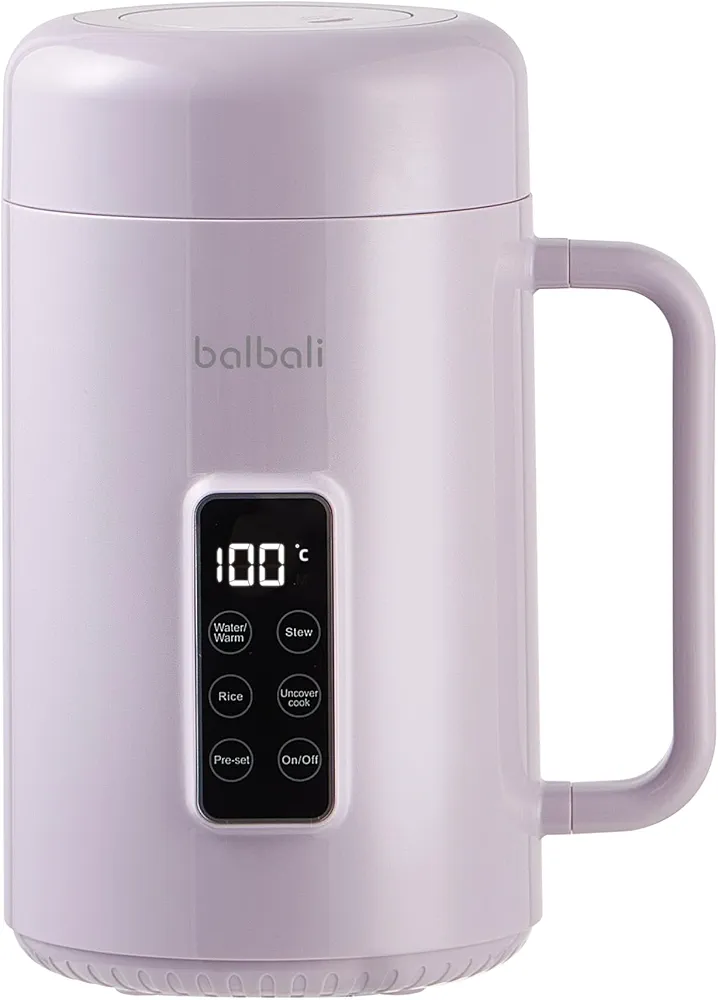 balbali Portable Electric Pot for Cooking Dorm Room - 28oz Non-stick Travel Electric Kettle, Mini Electric Hot Pot with Temperature and Time Control - Self Heating Soup/Rice/Ramen Cooker/Warmer Purple