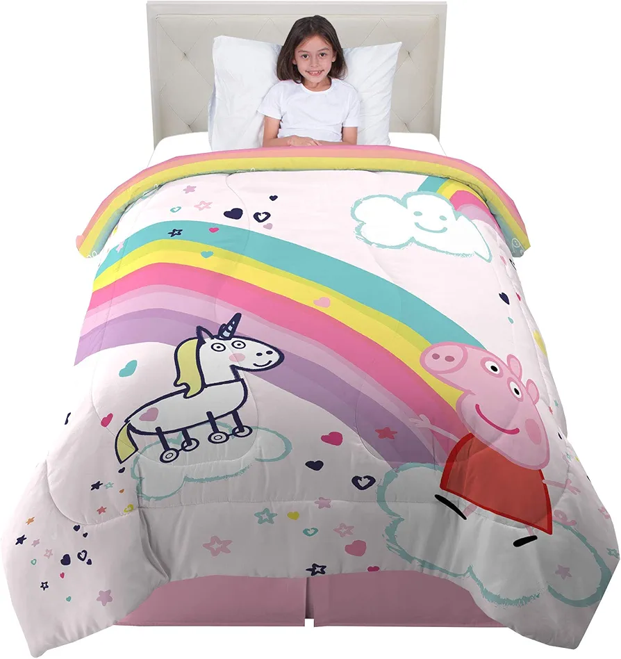 Franco Kids Bedding Super Soft Reversible Comforter, Twin/Full, Peppa Pig