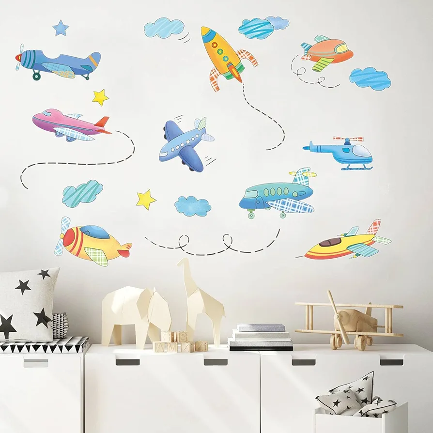 Airplane Wall Decals Plane Wall Stickers for Bedroom Wall Art Mural for Living Room Kids Room Wall Decor