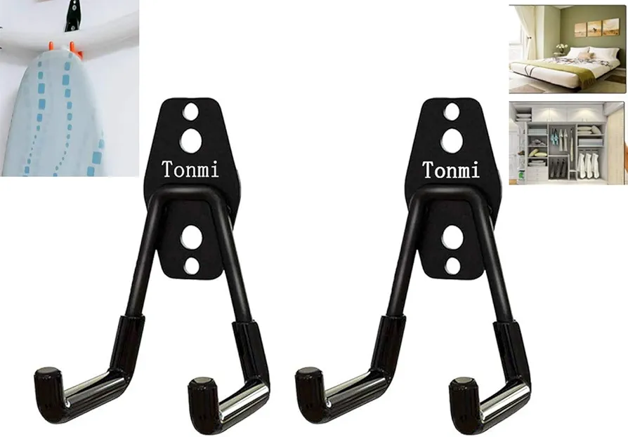 Tonmi 2Pcs Ironing Board Hook Wall Mount,Wall Mount Ironing Board Holder,Ironing Board Hanger Wall Mount,Ironing Board Wall Mount,for Laundry Rooms,Utility Rooms,Closetssaving,No Ironing Board