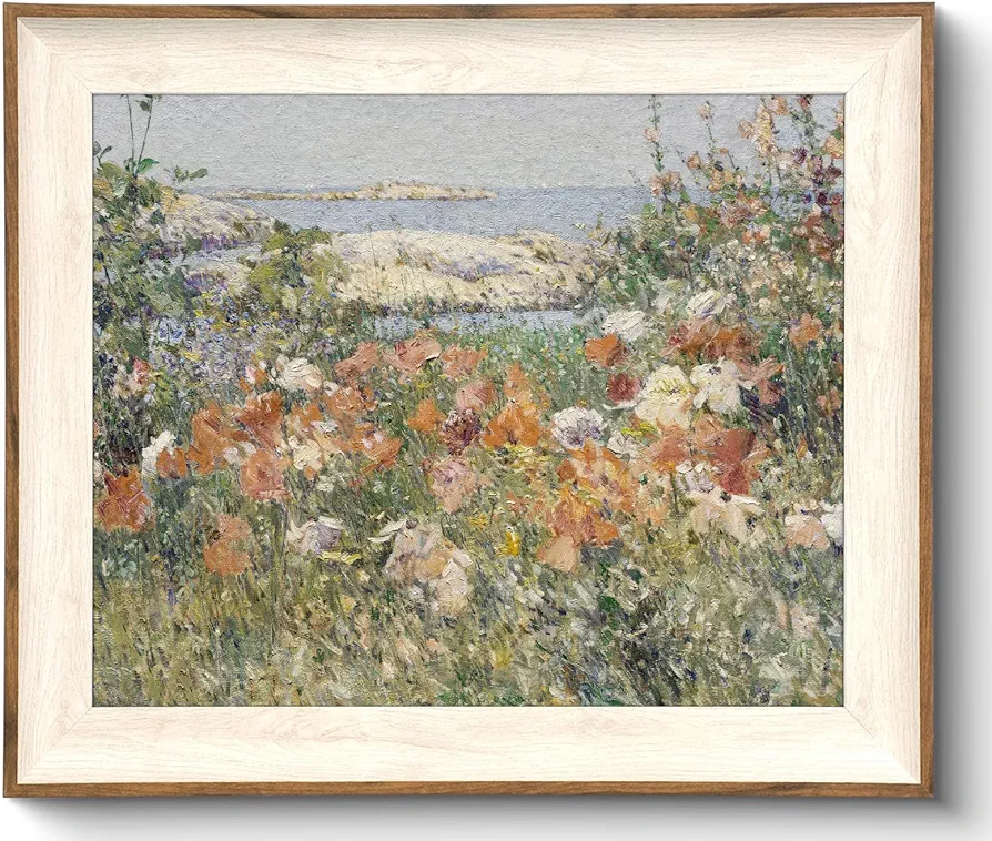 Framed Canvas Wall Art for Bedroom Decor, Vintage Wall Art Wildflowers Seascape Landscape Oil Painting Bathroom Wall Decor, French Country Vintage Art Prints for Wall Decor, Vintage Home Decor for Living Room Bedroom Kitchen - 10x12 inches