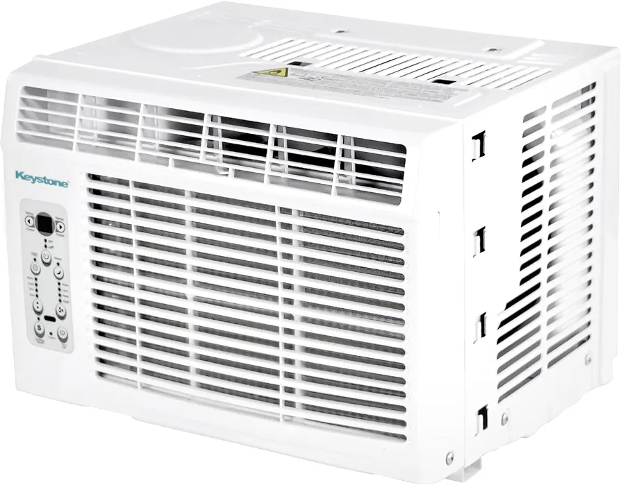 Keystone Quiet AC Unit for Small 6,000 Window Mounted Dehumidifier, 115V, Air Conditioner for Rooms up to 250 Sq.Ft. with Smart Remote Control, 6000 BTU, Bright White