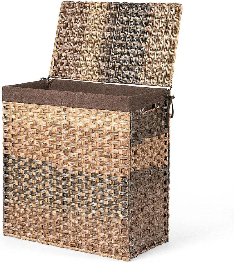 Laundry Hamper Utility Basket W/Removable Liner Bag Brown Laundry Baskets Laundry baskets Laundry hamper Laundry room organization and storage Laundry basket Laundry bag Storage basket Storage bin