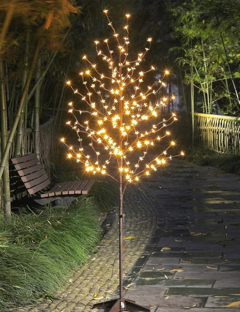 LIGHTSHARE 6.5FT 208 LED Cherry Blossom Tree, Lighted Artificial Tree for Decoration Inside and Outside, Home Patio Wedding Festival Christmas Decor