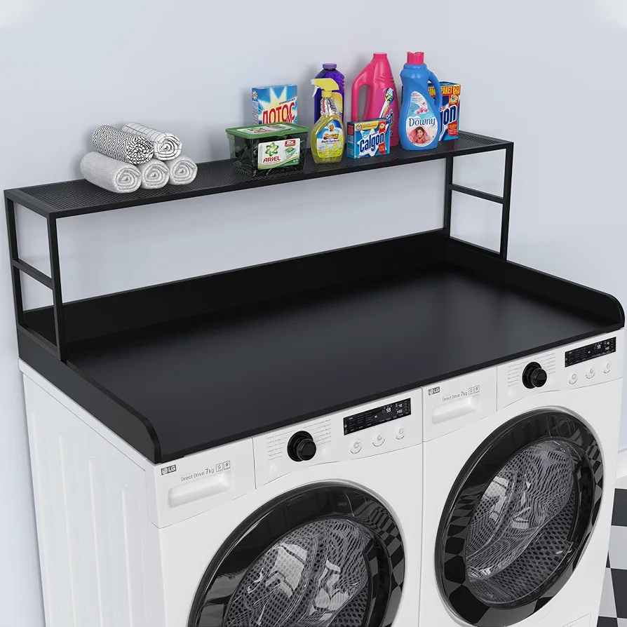 GDLF Washer Dryer Countertop Laundry Guard with Laundry Room Shelf, 27.55" Depth x 54" Width, Laundry Room Organization