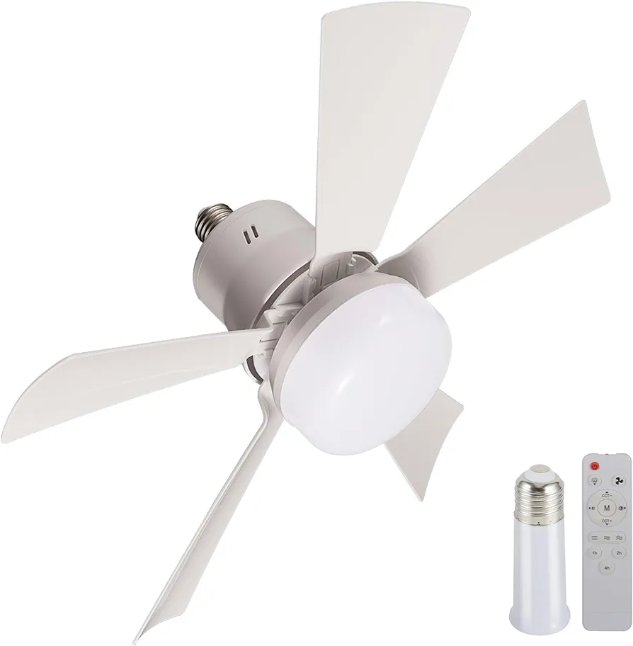 Light Socket Fan With Remote, Screw In Socket Fan Light For Crowded Corners Ventless, Need Ventilation & Airflow To Dry, For Kids Room, Small Attic, Walk In Closet, Small Kitchen Etc