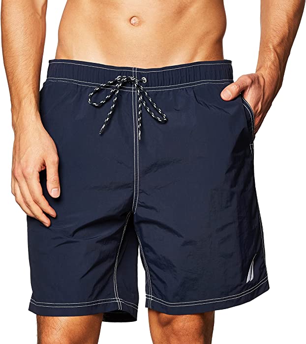 Nautica Men's Solid Quick Dry Classic Logo Swim-Trunk