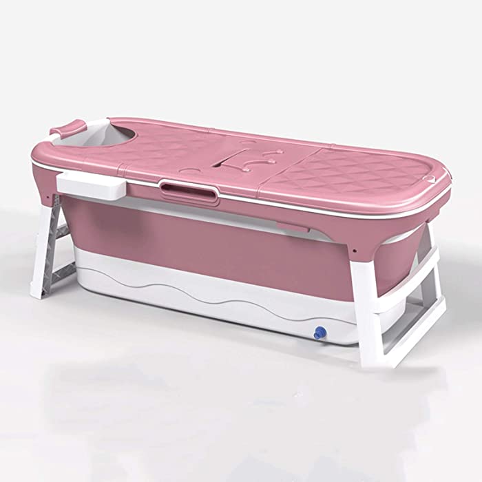 Folding Adult Bathtub, Adult Portable Immersion Insulation Bathtub, Foot Massage Roller, Elderly SPA Reinforced Type, Convenient for Bath Cushion and Storage Basket, Toiletry Storage