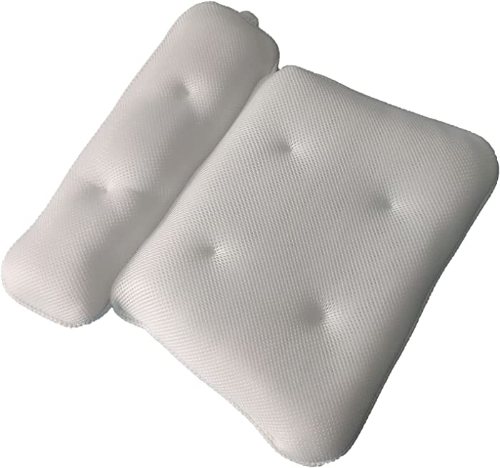 QXPDD Bath Pillow 5D Air Mesh Neck and Back Pillow Bathtub Cushion with 6 Strong Suction Cups Fits All Bathtub, Hot Tub and Home Spa