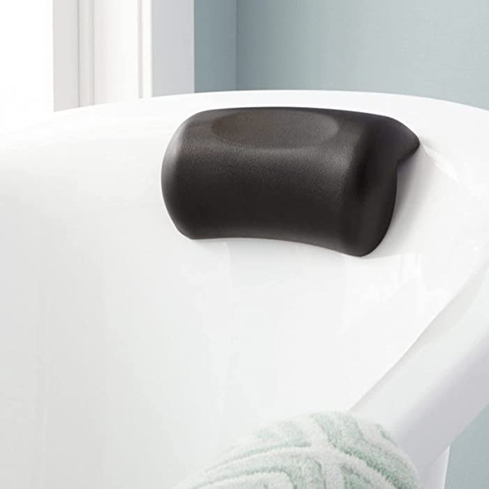 Bath Pillow, Ergonomically Contoured Head and Neck Support Bath Pillow, Bathtub Pillows with Non-Slip Suction Cups for Home Spa Tub Black