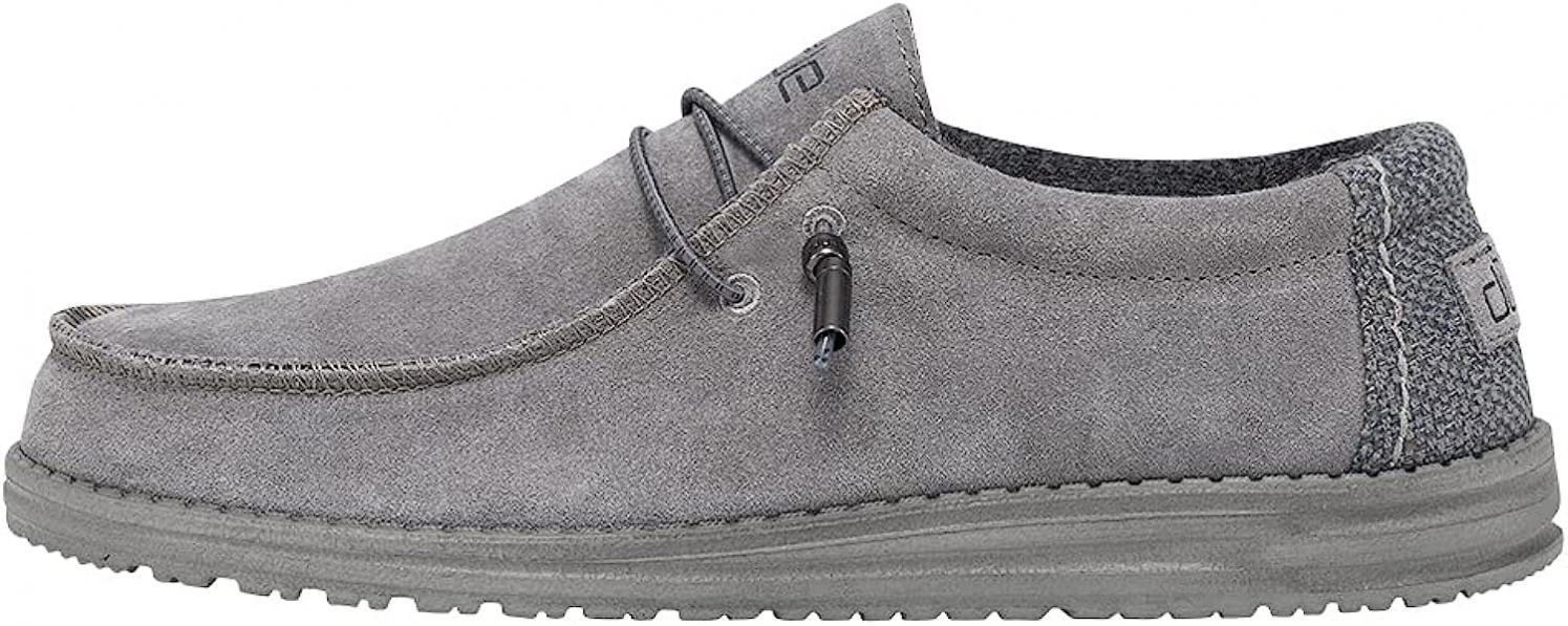 Hey Dude Men's Wally Suede Ash Size M9 | Men’s Shoes | Men's Lace Up Loafers | Comfortable & Light-Weight