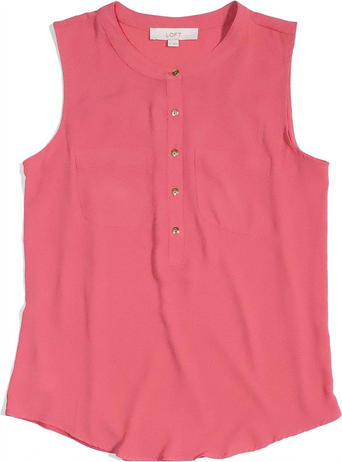 Ann Taylor LOFT Women's Mixed Media Henley Tank