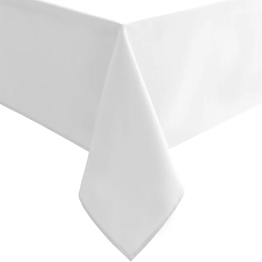 100% Cotton Table Cloth for Kitchen Dinning Living Room Outdoor Weddings Party Decoration | Rectangle Tablecloth (60-Inch x 144-Inch, White)-Machine Washable.