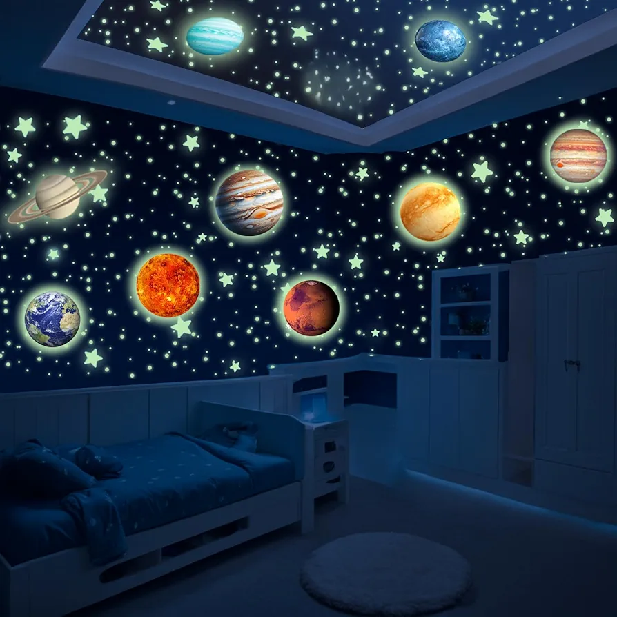 Glow in The Dark Stars for Ceiling - 534pcs Solar System Stickers Glowing Stars Planets & Constellation EBook Glow Stars for Ceiling Glow in The Dark Stars and Planets for Ceiling (Green)